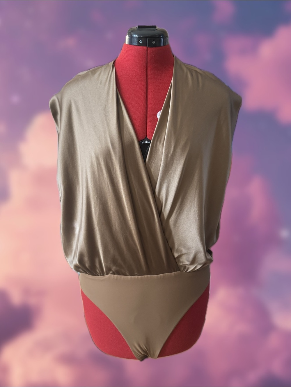 The Sei Sleeveless V-Neck Surplice Bodysuit - Gold
